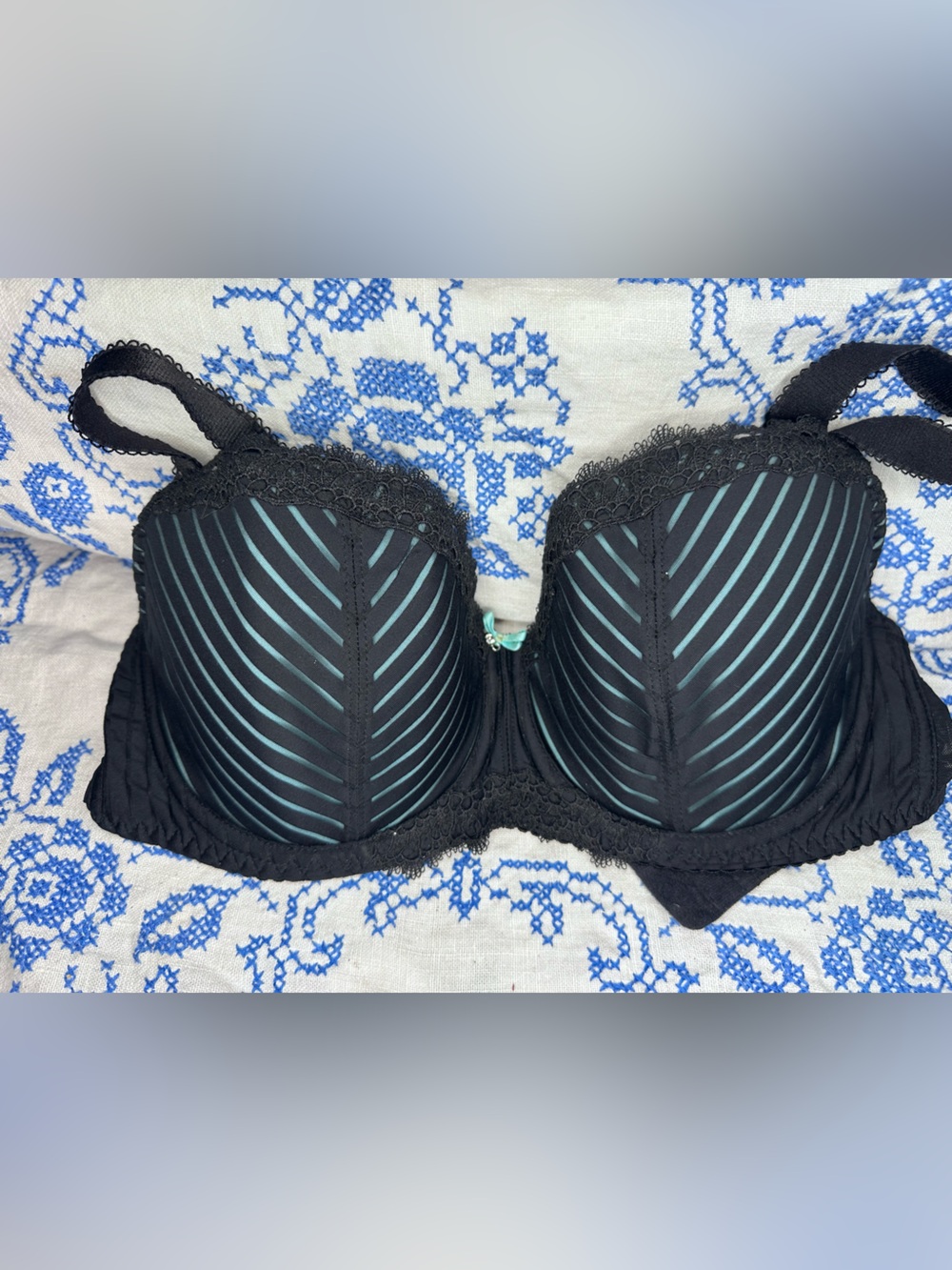 Curvy Kate Ritzy Padded Balconette 28G #SG2101 Black/Aqua